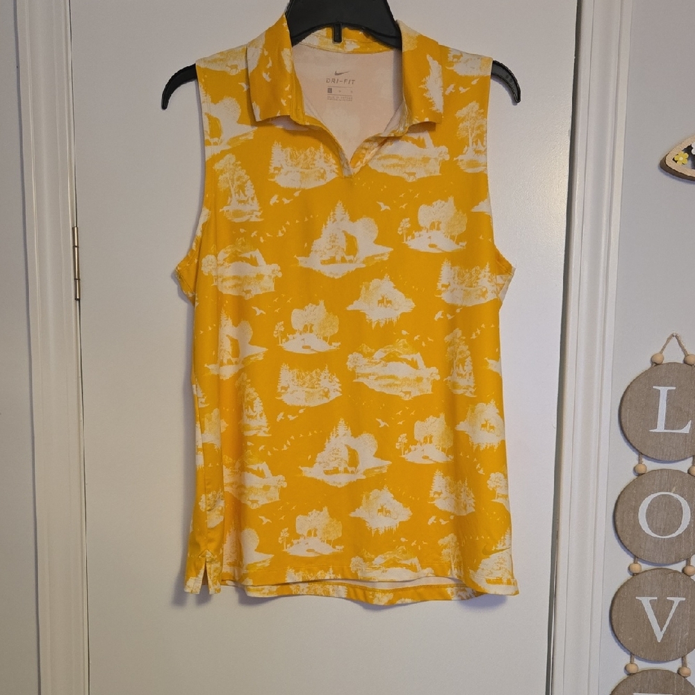 Sleeveless Polo Tank Top in Yellow and White